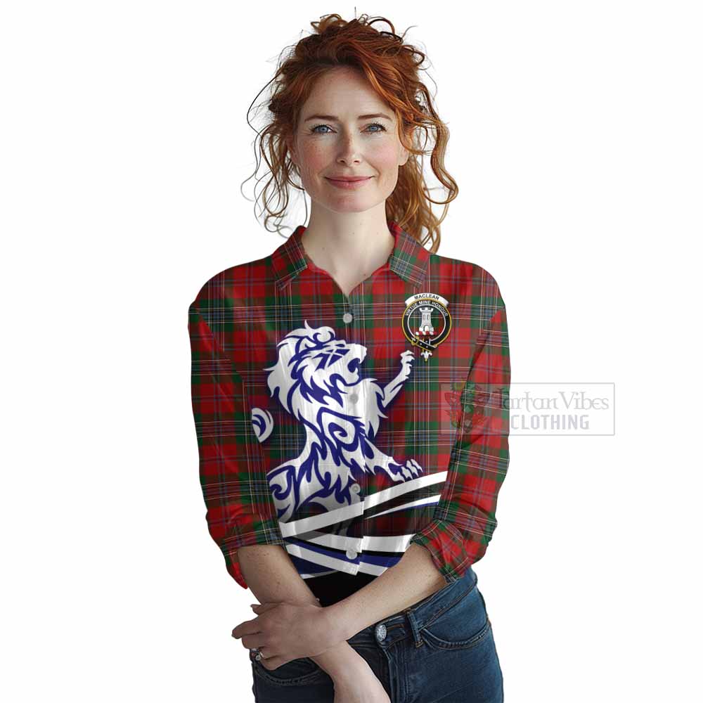 Tartan Vibes Clothing MacLean (McLean) Tartan Women's Casual Shirt with Alba Gu Brath Regal Lion Emblem