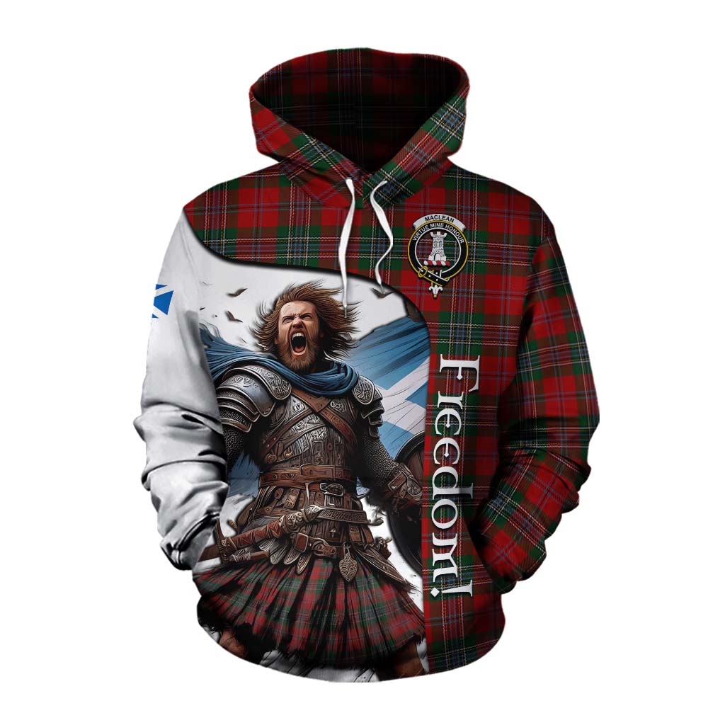 Tartan Vibes Clothing MacLean (McLean) Crest Tartan Cotton Hoodie Inspired by the Freedom of Scottish Warrior