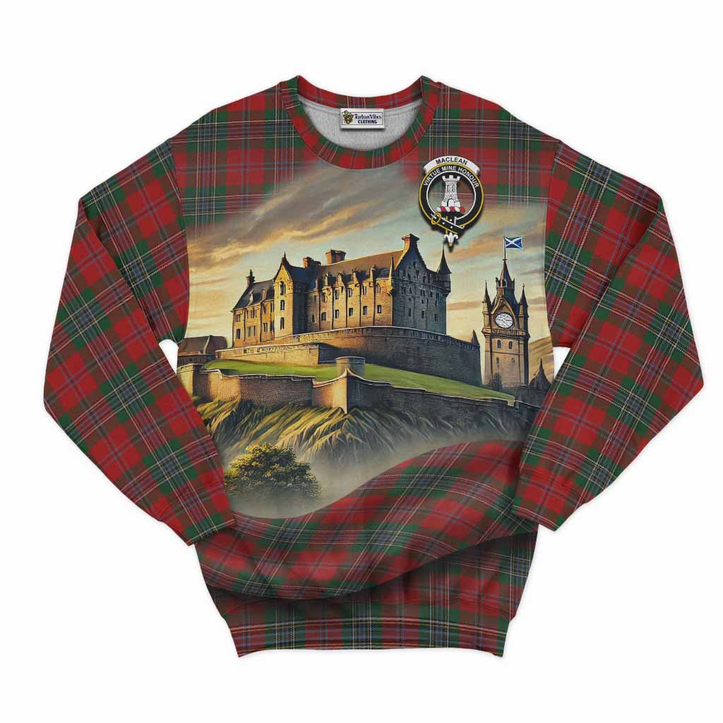Tartan Vibes Clothing MacLean (McLean) Tartan Family Crest Sweatshirt with Scottish Ancient Castle Style
