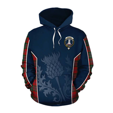 Tartan Vibes Clothing MacLean (McLean) Tartan Cotton Hoodie with Family Crest and Scottish Thistle Vibes Sport Style