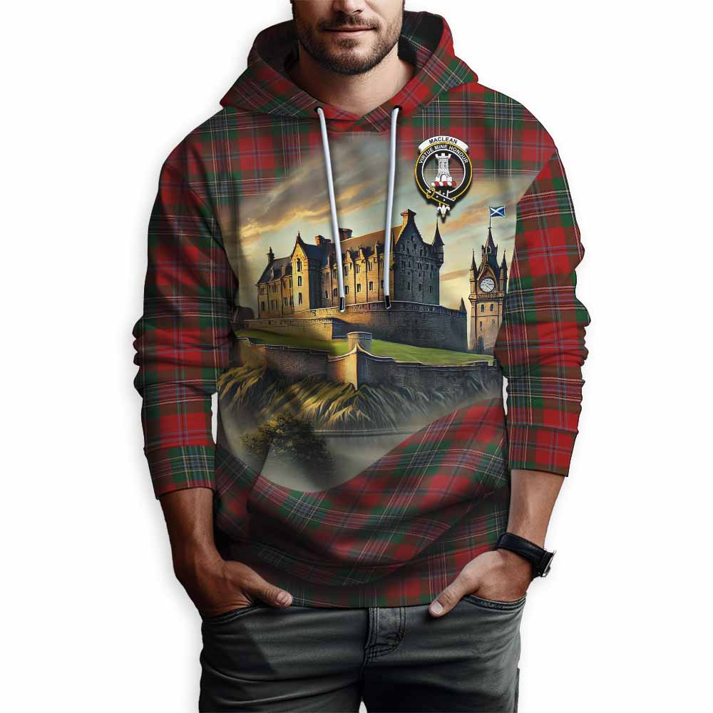 Tartan Vibes Clothing MacLean (McLean) Tartan Family Crest Hoodie with Scottish Ancient Castle Style