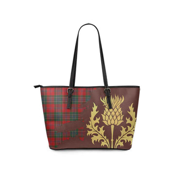 MacLean (McLean) Tartan Leather Tote Bag Gold Thistle Style