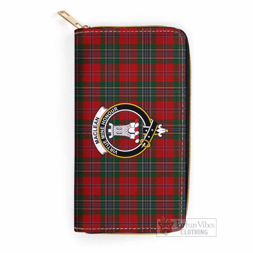 Tartan Vibes Clothing MacLean (McLean) Tartan Women's Leather Wallet with Family Crest