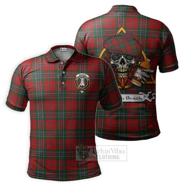 Tartan Vibes Clothing MacLean (McLean) Tartan Polo Shirt with Family Crest and Bearded Skull Holding Bottles of Whiskey