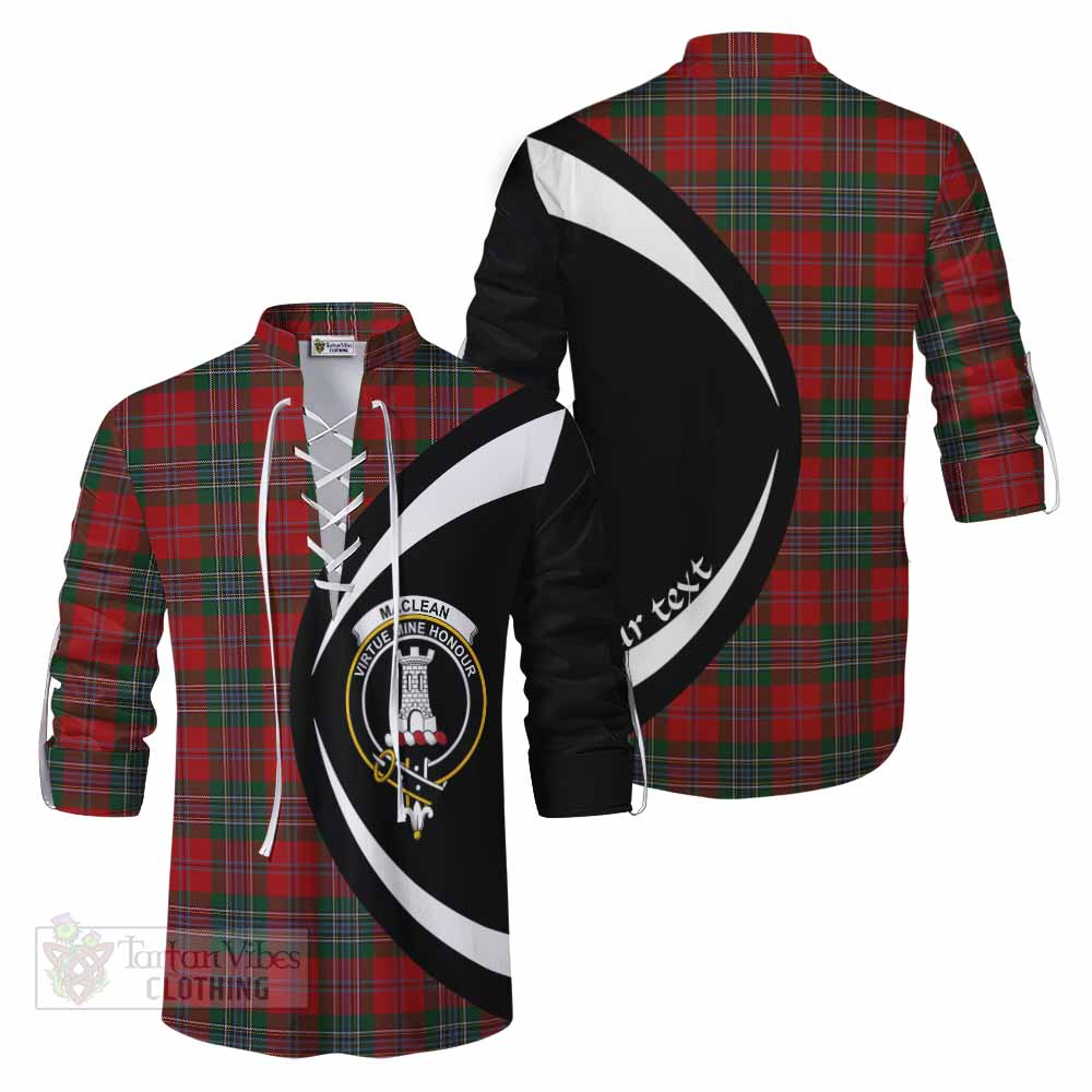 Tartan Vibes Clothing MacLean (McLean) Tartan Ghillie Kilt Shirt with Family Crest Circle Style