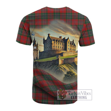 Tartan Vibes Clothing MacLean (McLean) Tartan Family Crest Cotton T-shirt with Scottish Ancient Castle Style