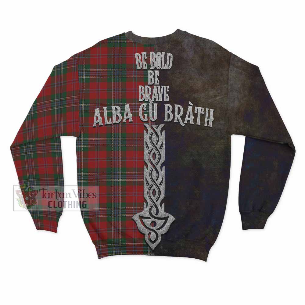 Tartan Vibes Clothing MacLean (McLean) Tartan Family Crest Sweatshirt Alba Gu Brath Be Brave Lion Ancient Style
