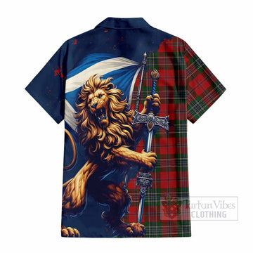 MacLean (McLean) Tartan Family Crest Hawaiian Shirt with Scottish Majestic Lion
