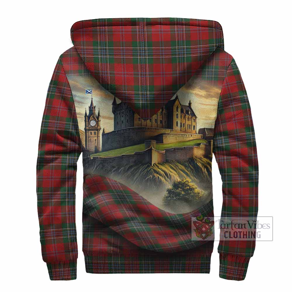 Tartan Vibes Clothing MacLean (McLean) Tartan Family Crest Sherpa Hoodie with Scottish Ancient Castle Style