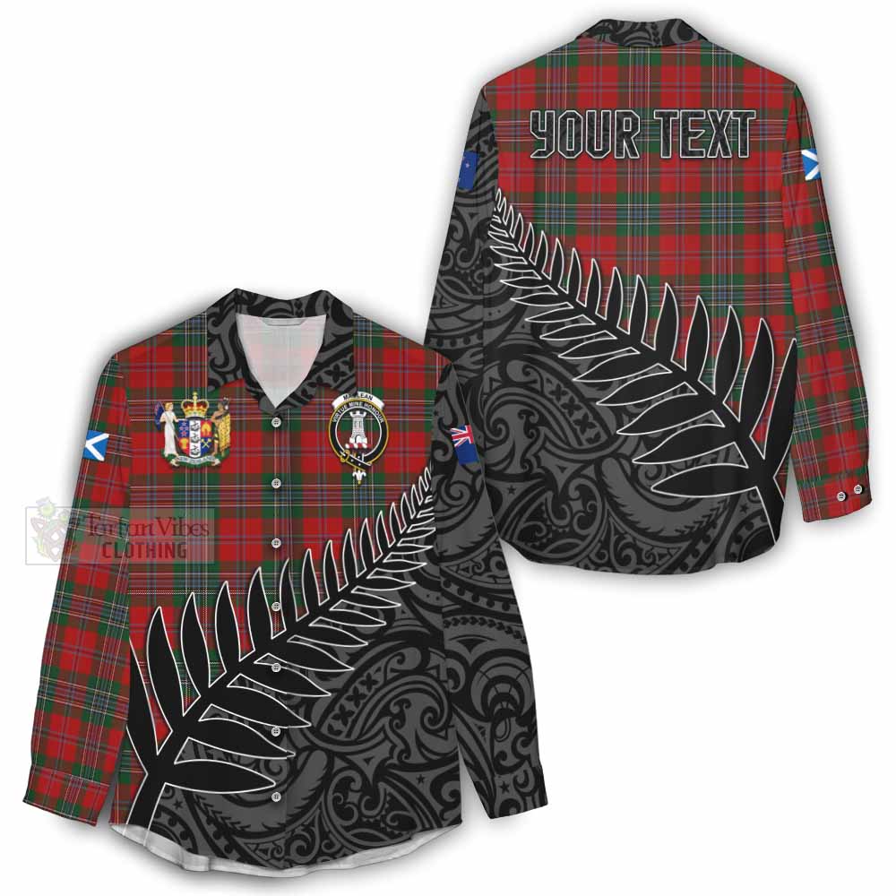Tartan Vibes Clothing MacLean (McLean) Crest Tartan Women's Casual Shirt with New Zealand Silver Fern Half Style