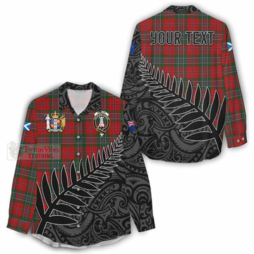 Tartan Vibes Clothing MacLean (McLean) Crest Tartan Women's Casual Shirt with New Zealand Silver Fern Half Style
