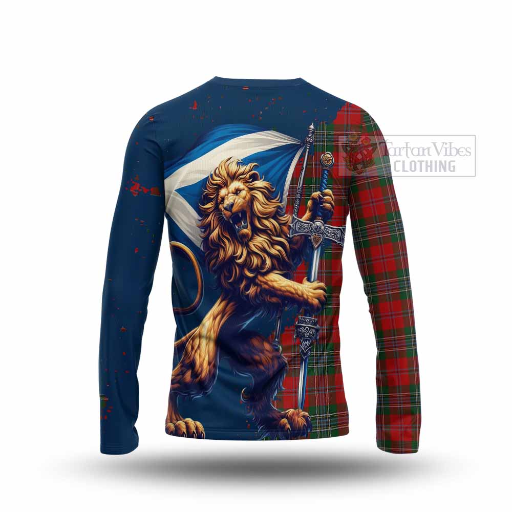 Tartan Vibes Clothing MacLean (McLean) Tartan Family Crest Long Sleeve T-Shirt with Scottish Majestic Lion
