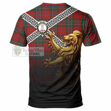 Tartan Vibes Clothing MacLean (McLean) Crest Tartan T-Shirt with Golden Lion Emblem Celtic Style