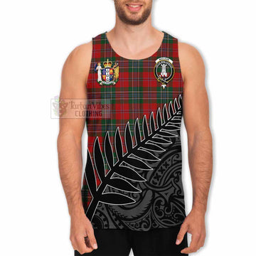Tartan Vibes Clothing MacLean (McLean) Crest Tartan Men's Tank Top with New Zealand Silver Fern Half Style