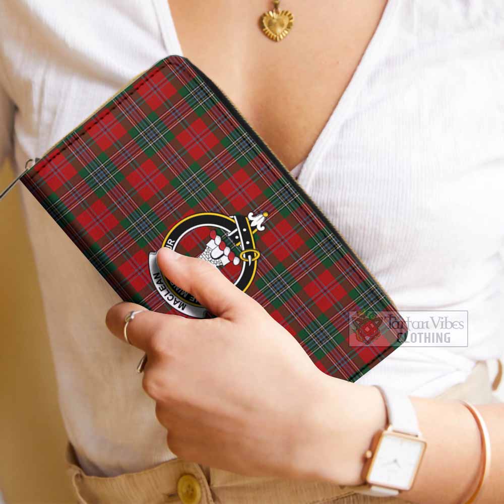 Tartan Vibes Clothing MacLean (McLean) Tartan Women's Leather Wallet with Family Crest