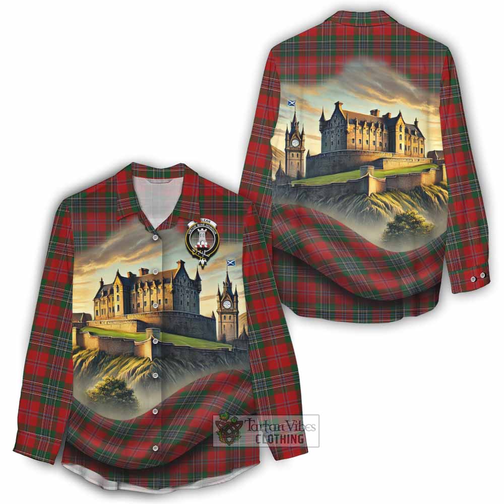 Tartan Vibes Clothing MacLean (McLean) Tartan Family Crest Women's Casual Shirt with Scottish Ancient Castle Style