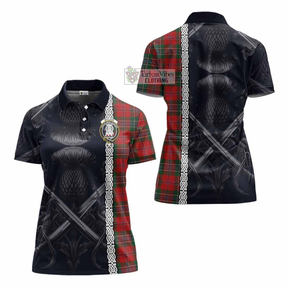 Tartan Vibes Clothing MacLean (McLean) Tartan Women's Polo Shirt with Family Crest Cross Sword Thistle Celtic Vibes