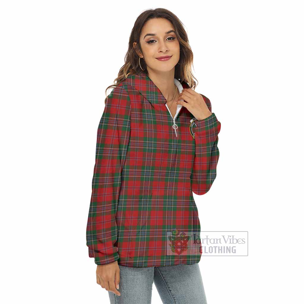 Tartan Vibes Clothing MacLean (McLean) Tartan Crest Women's Borg  Half Zip Fleece Hoodie