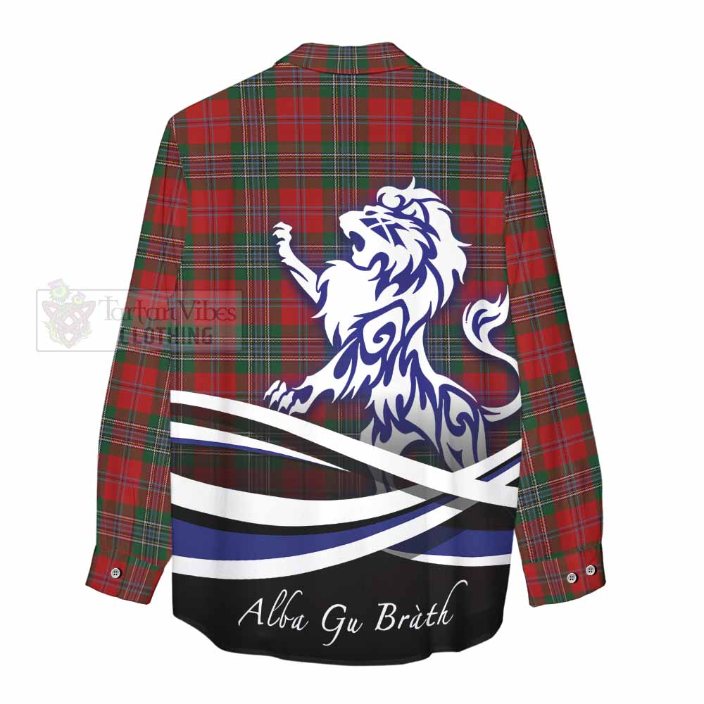 Tartan Vibes Clothing MacLean (McLean) Tartan Women's Casual Shirt with Alba Gu Brath Regal Lion Emblem