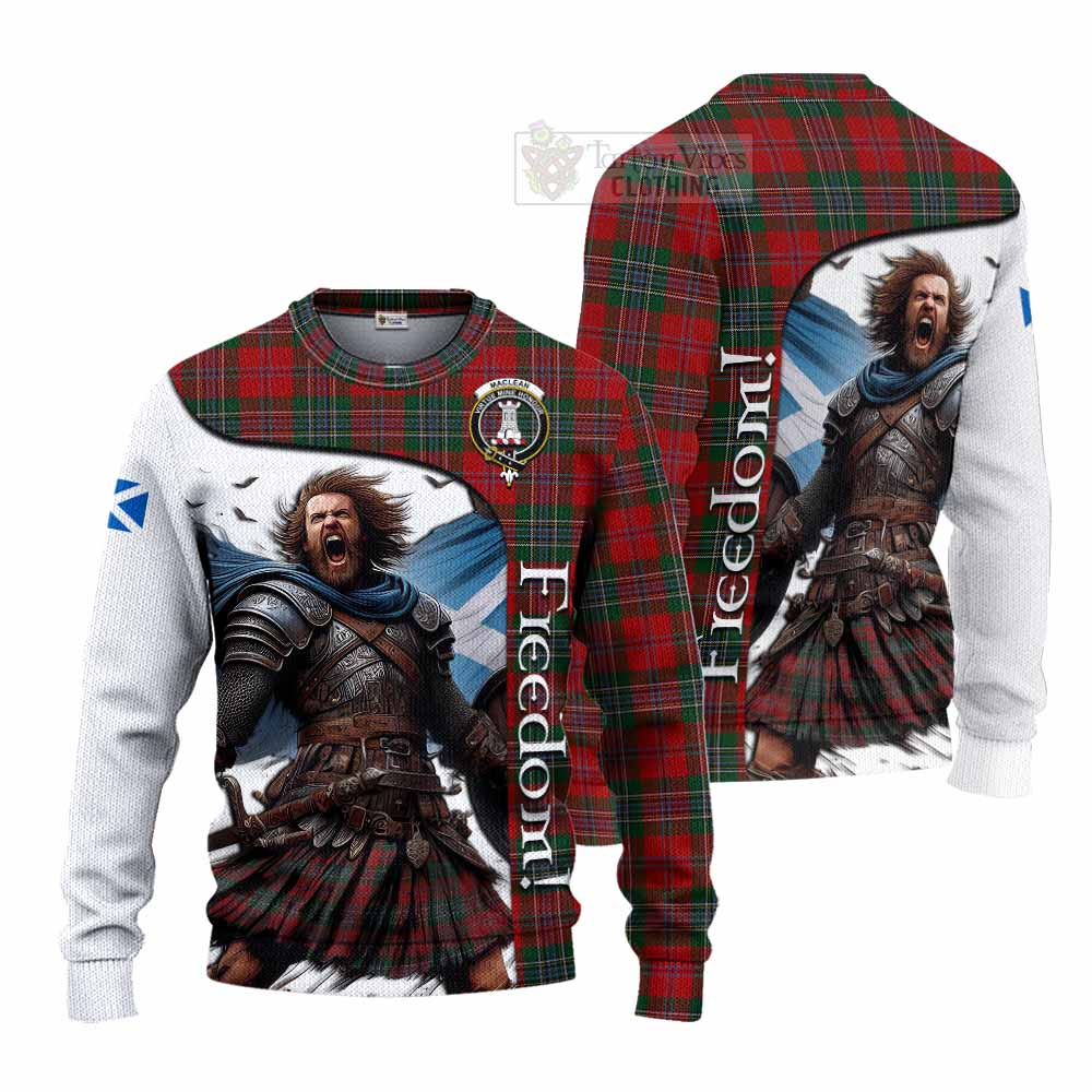 Tartan Vibes Clothing MacLean (McLean) Crest Tartan Knitted Sweater Inspired by the Freedom of Scottish Warrior