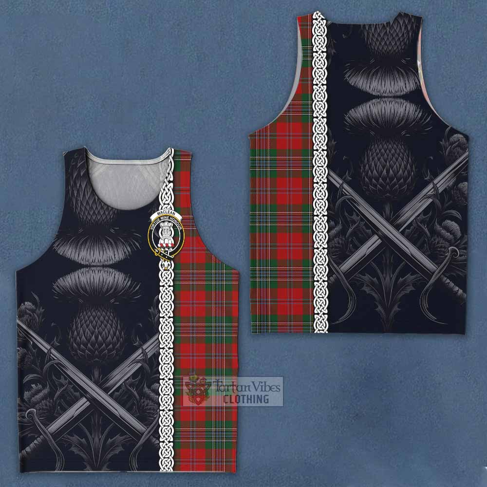 Tartan Vibes Clothing MacLean (McLean) Tartan Men's Tank Top with Family Crest Cross Sword Thistle Celtic Vibes