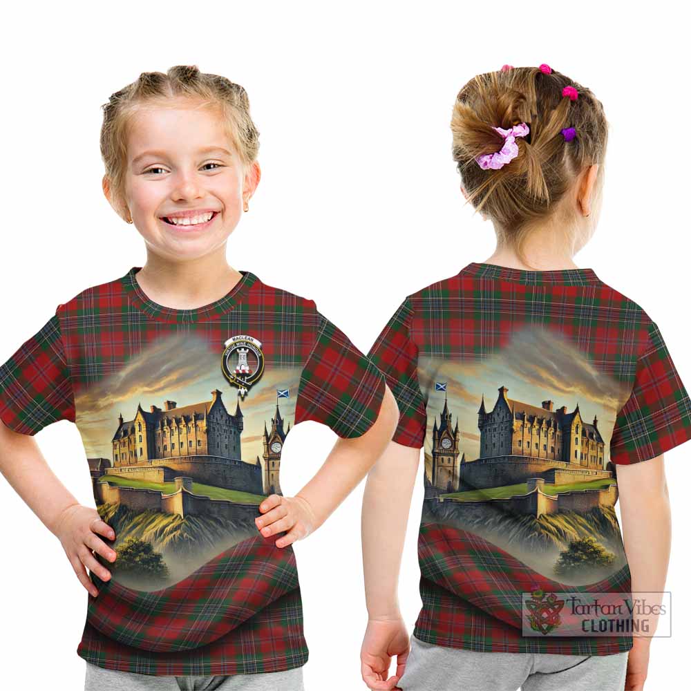 Tartan Vibes Clothing MacLean (McLean) Tartan Family Crest Kid T-Shirt with Scottish Ancient Castle Style