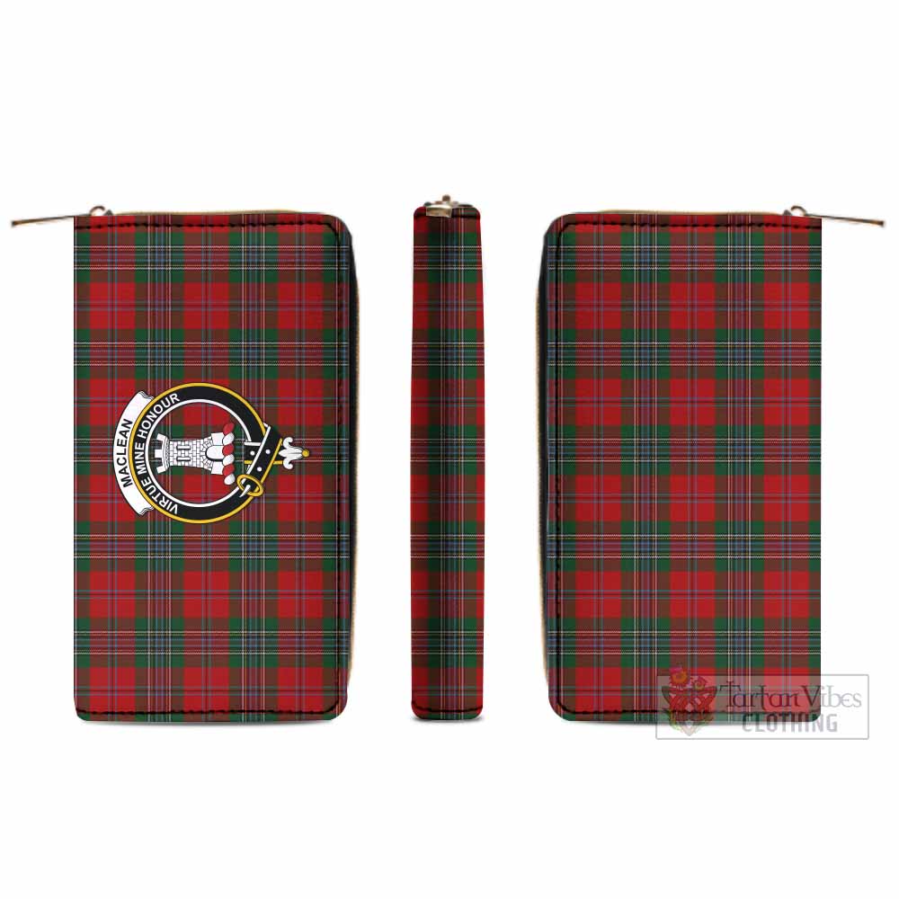 Tartan Vibes Clothing MacLean (McLean) Tartan Women's Leather Wallet with Family Crest