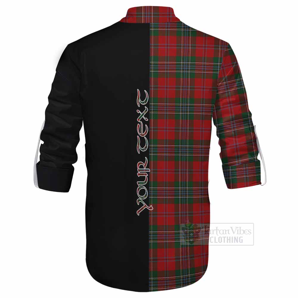 Tartan Vibes Clothing MacLean (McLean) Tartan Ghillie Kilt Shirt with Family Crest and Half Of Me Style