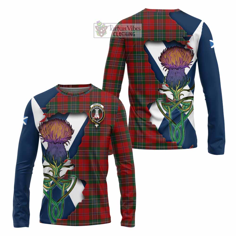 Tartan Vibes Clothing MacLean (McLean) Tartan Family Crest Long Sleeve T-Shirt Scottish Thistle Celtic Inspired