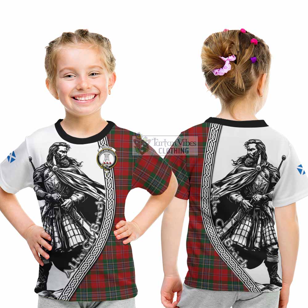 MacLean (McLean) Tartan Clan Crest Kid T-Shirt with Highlander Warrior Celtic Style