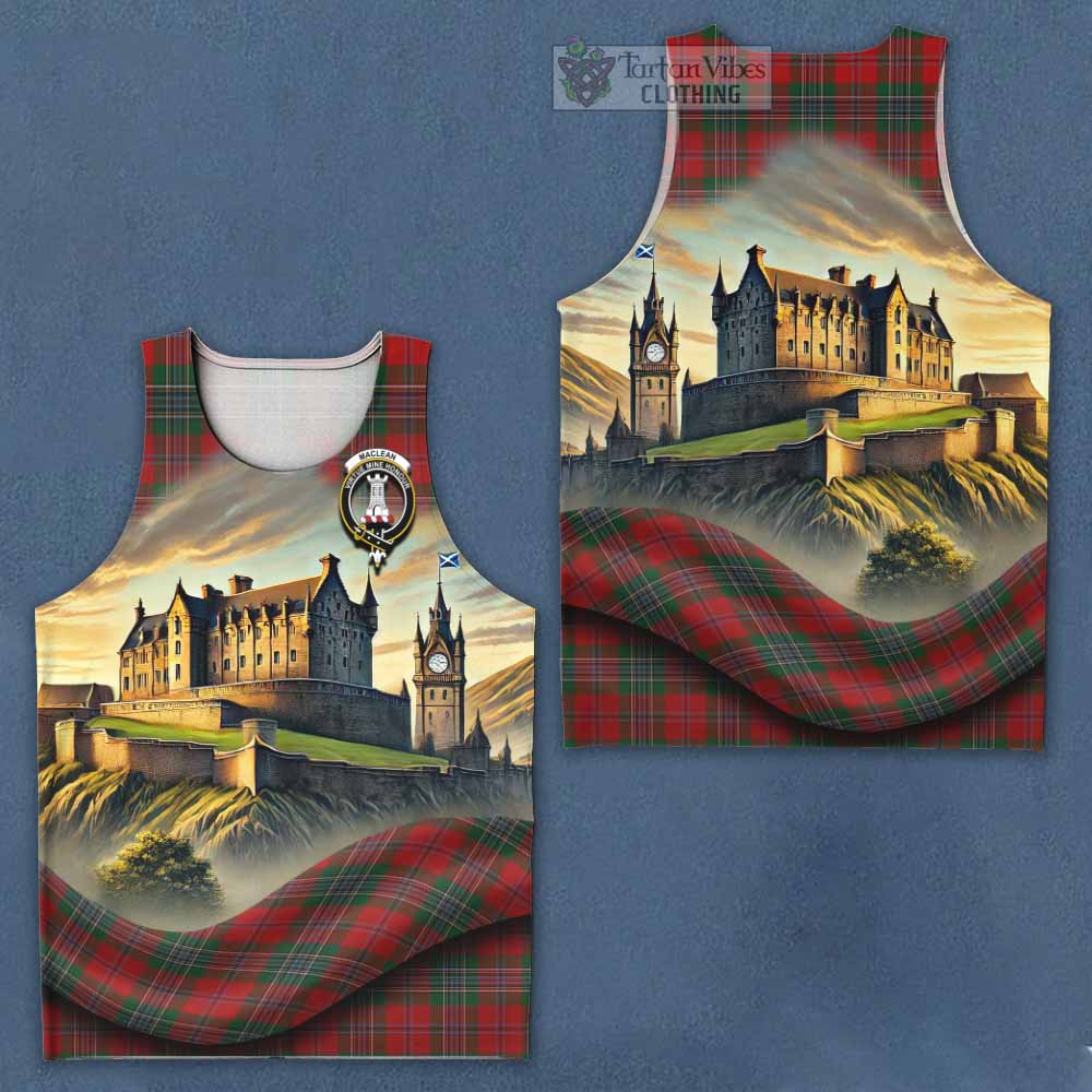 Tartan Vibes Clothing MacLean (McLean) Tartan Family Crest Men's Tank Top with Scottish Ancient Castle Style