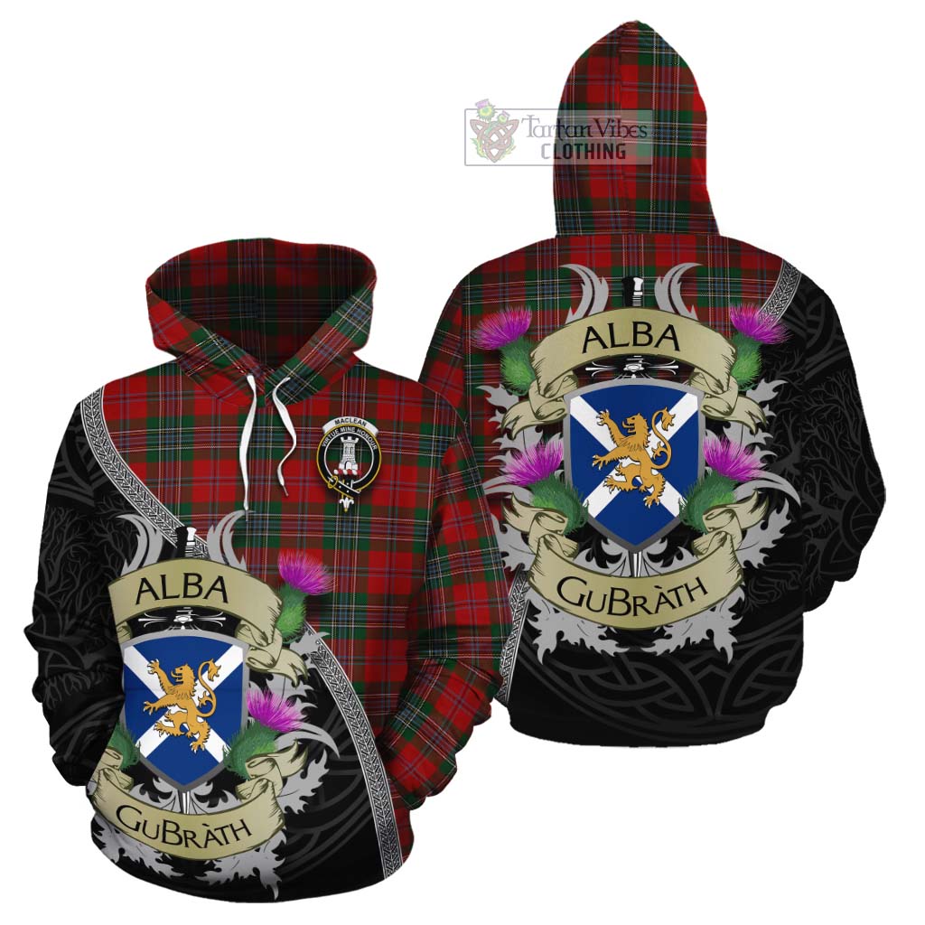 Tartan Vibes Clothing MacLean (McLean) Tartan Family Crest Cotton Hoodie Lion Rampant Royal Thistle Shield Celtic Inspired