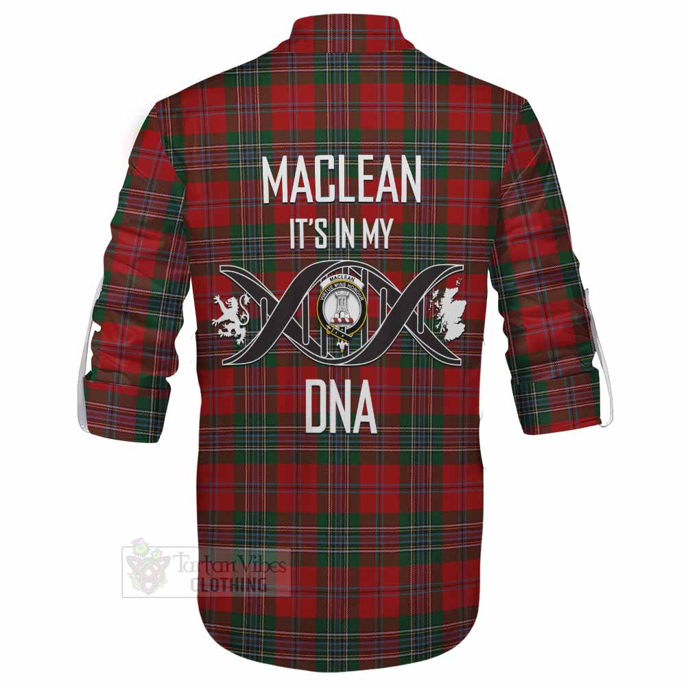Tartan Vibes Clothing MacLean (McLean) Tartan Ghillie Kilt Shirt with Family Crest DNA In Me Style