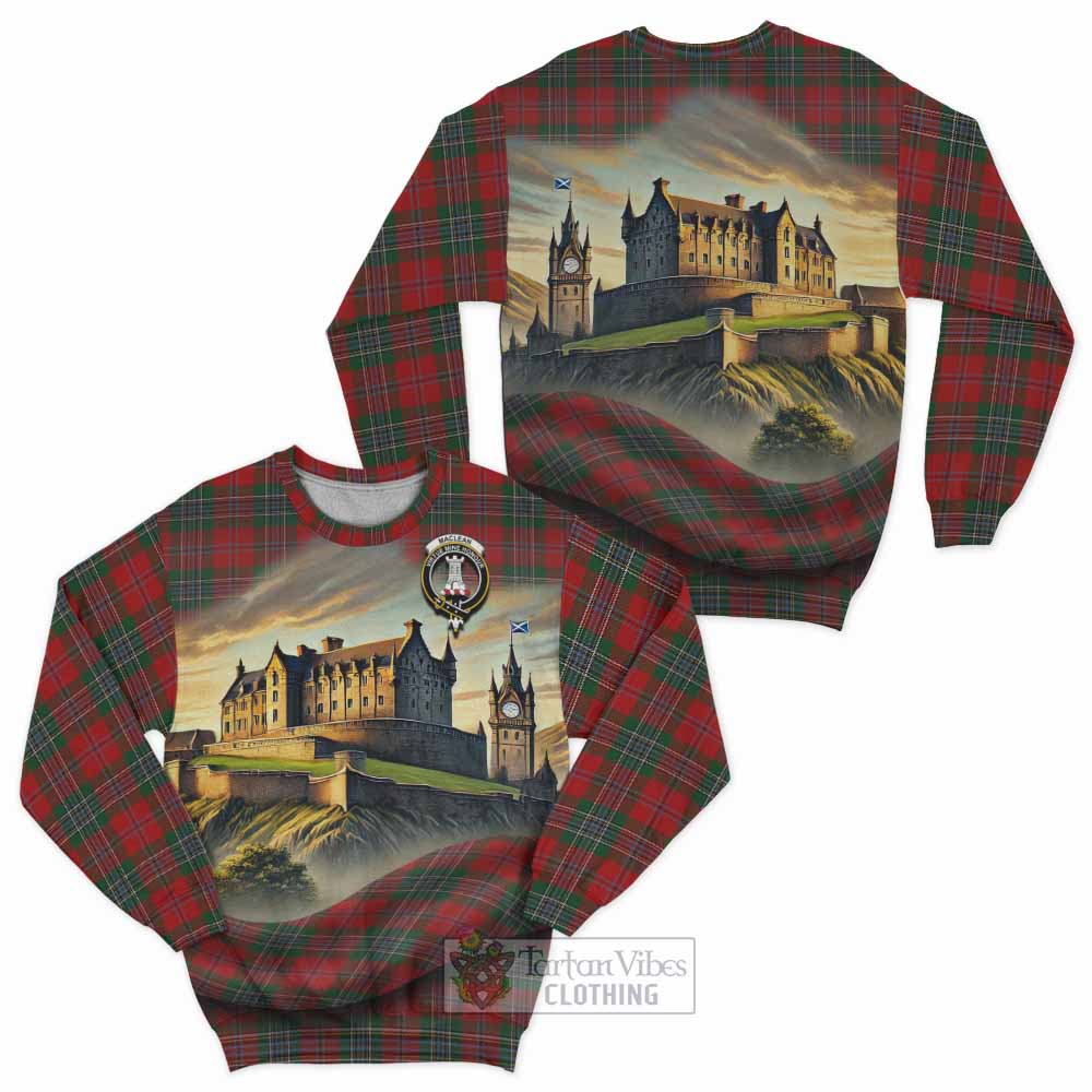 Tartan Vibes Clothing MacLean (McLean) Tartan Family Crest Sweatshirt with Scottish Ancient Castle Style