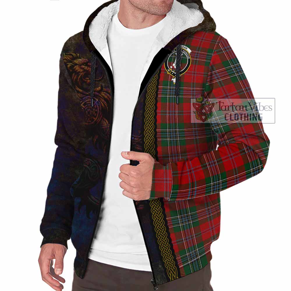 Tartan Vibes Clothing MacLean (McLean) Tartan Family Crest Sherpa Hoodie Alba Gu Brath Be Brave Lion Ancient Style