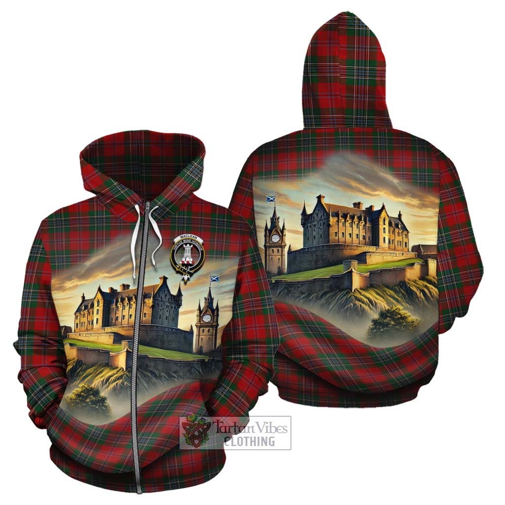 Tartan Vibes Clothing MacLean (McLean) Tartan Family Crest Cotton Hoodie with Scottish Ancient Castle Style