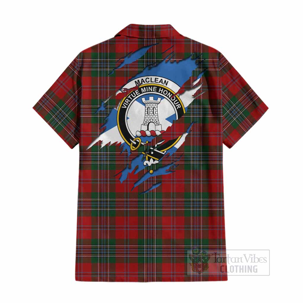MacLean (McLean) Clan Crest In Me Tartan Cotton Hawaiian Shirt Scotland Flag Style