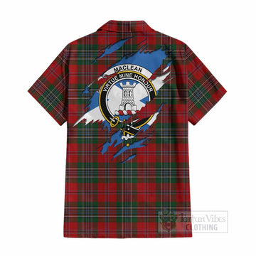 MacLean (McLean) Clan Crest In Me Tartan Cotton Hawaiian Shirt Scotland Flag Style
