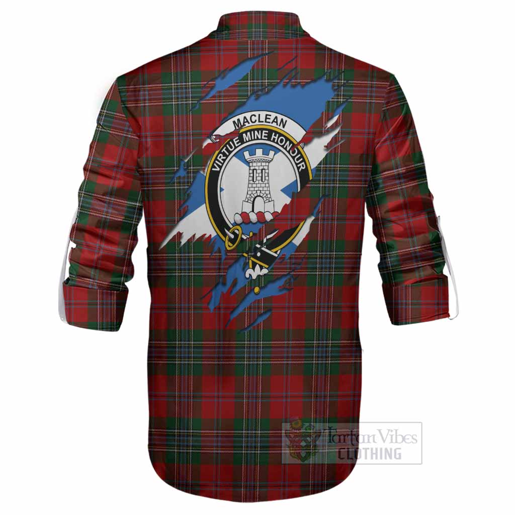 MacLean (McLean) Clan Crest In Me Tartan Ghillie Shirt Scotland Flag Style