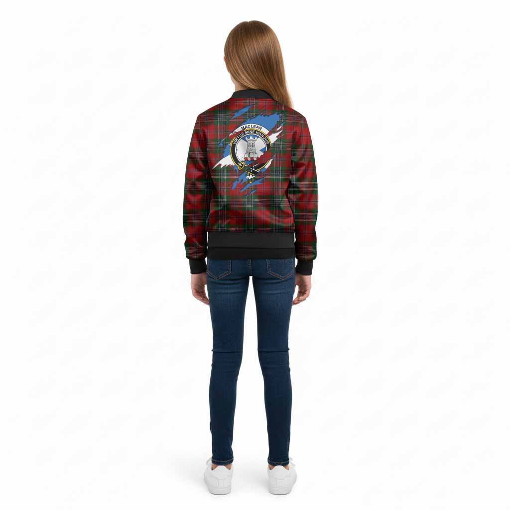MacLean (McLean) Clan Crest In Me Tartan Kid Bomber Jacket Scotland Flag Style