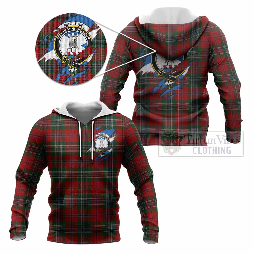 MacLean (McLean) Clan Crest In Me Tartan Knitted Hoodie Scotland Flag Style