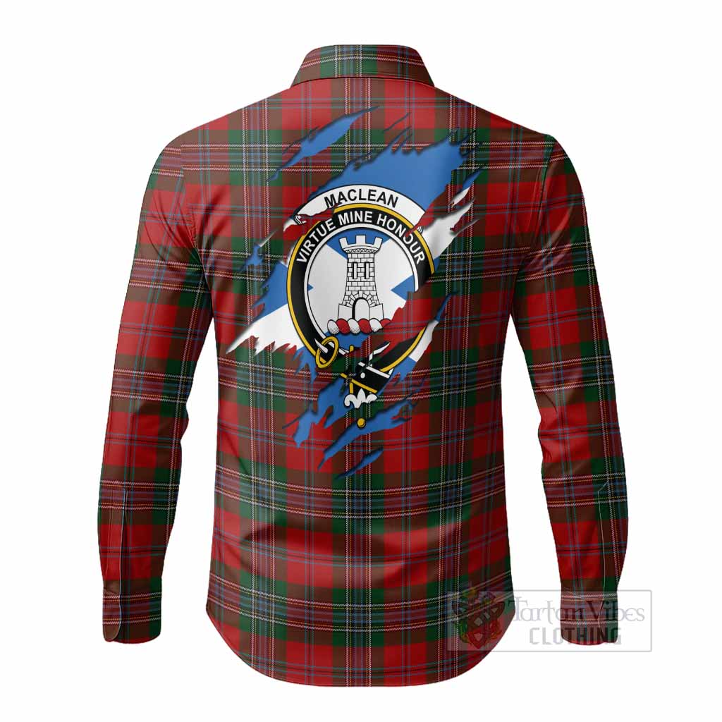 MacLean (McLean) Clan Crest In Me Tartan Long Sleeve Button Shirts Scotland Flag Style