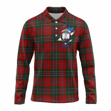 MacLean (McLean) Clan Crest In Me Tartan Long Sleeve Polo Shirt Scotland Flag Style