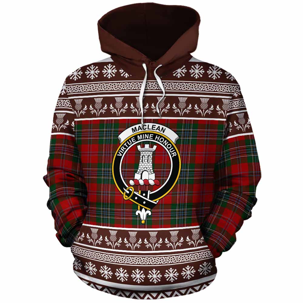 MacLean (McLean) Clan Tartan Christmas Cotton Hoodie with Family Crest - Tartan Vibes Clothing