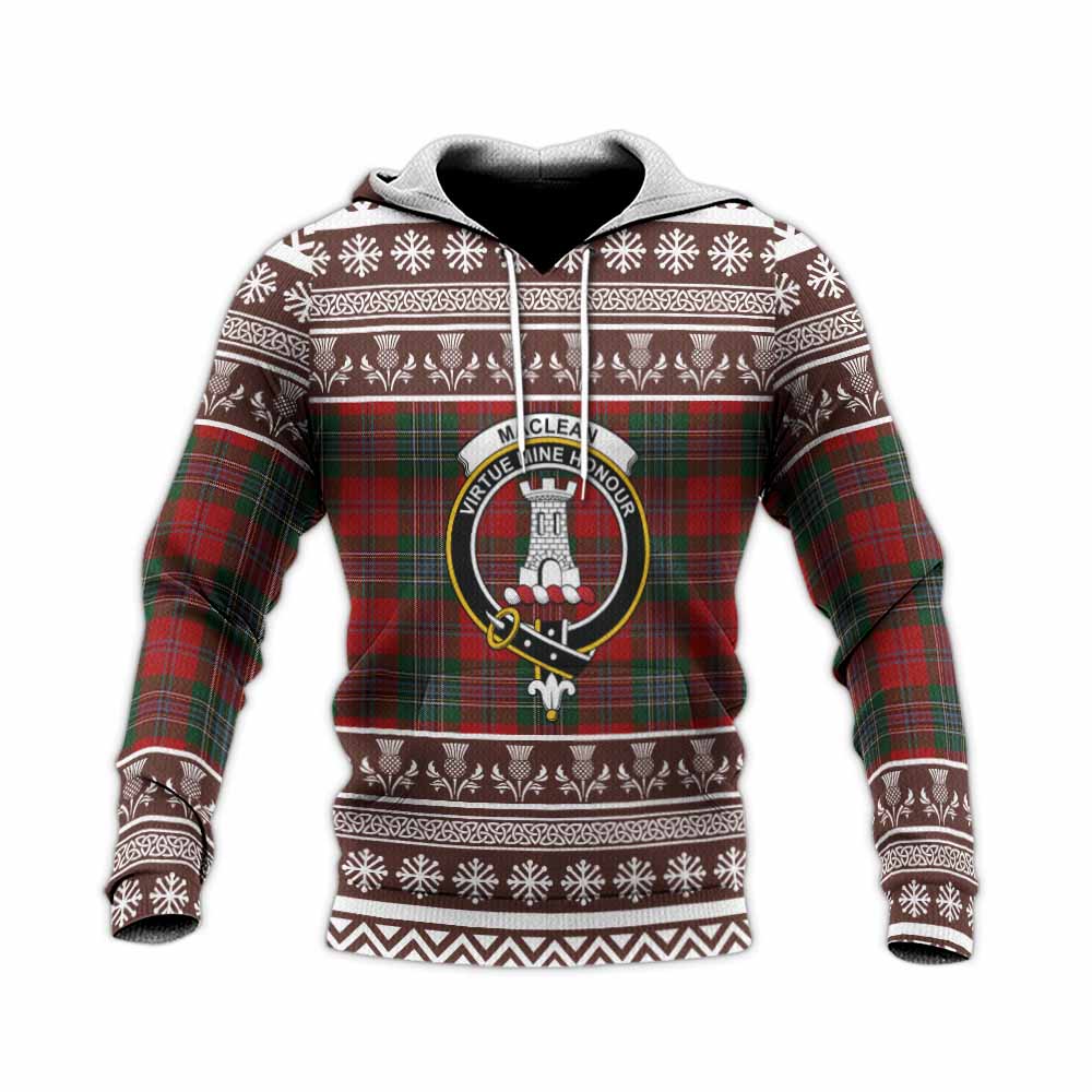 MacLean (McLean) Clan Tartan Christmas Knitted Hoodie with Family Crest - Tartan Vibes Clothing
