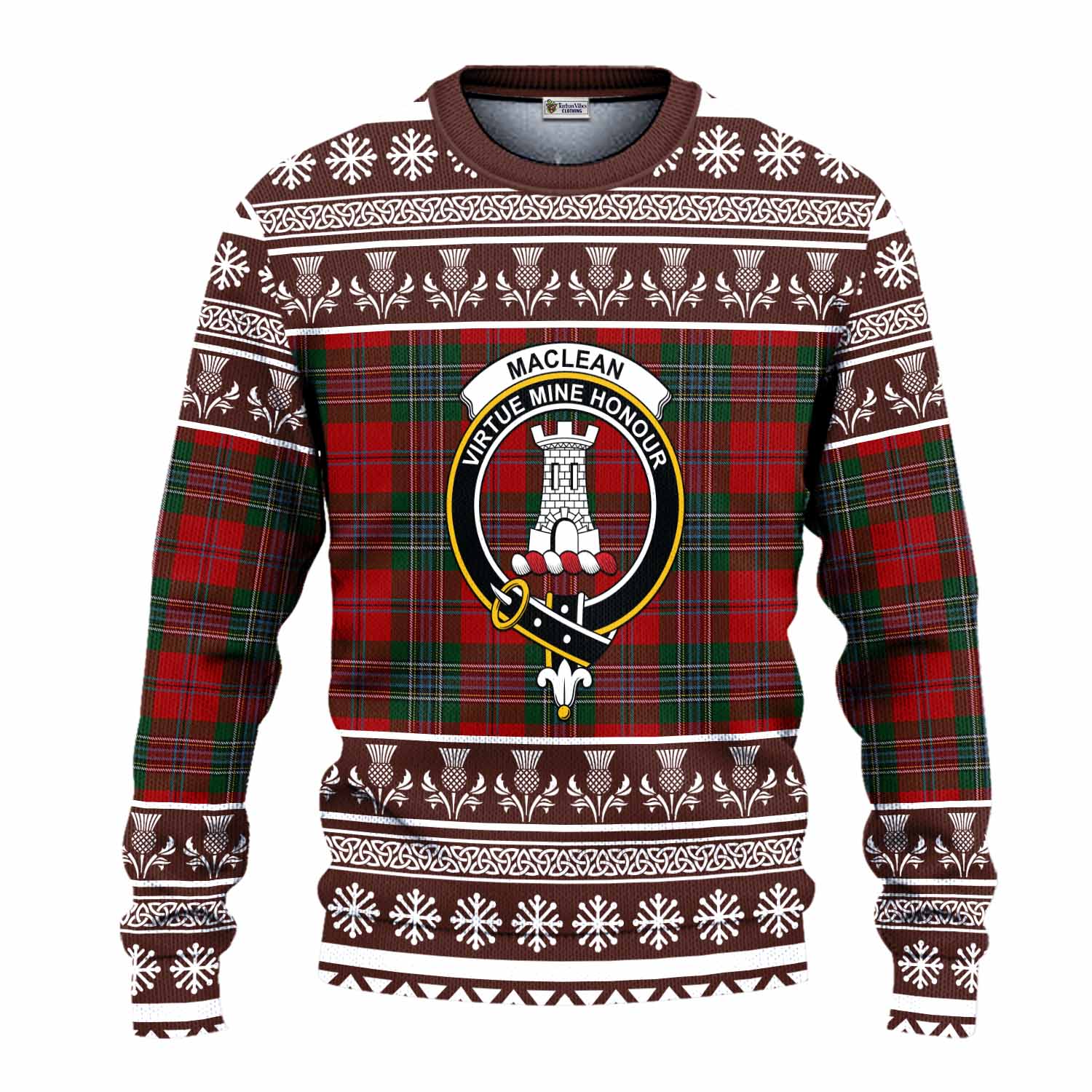 MacLean (McLean) Clan Tartan Christmas Ugly Sweater with Family Crest - Tartan Vibes Clothing