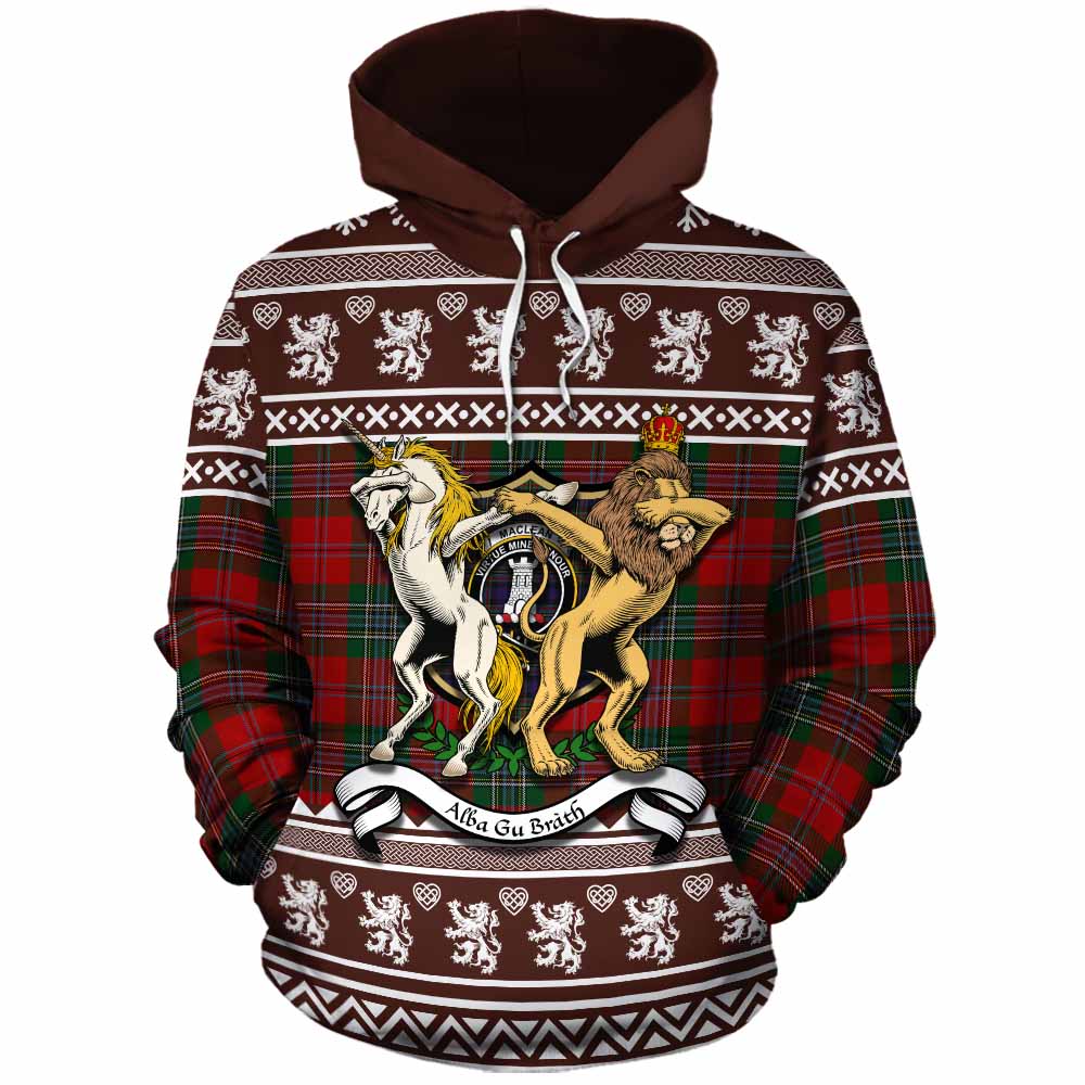 MacLean (McLean) Clan Tartan Crest Christmas Cotton Hoodie Coat of Arms Funny Style - Tartan Vibes Clothing