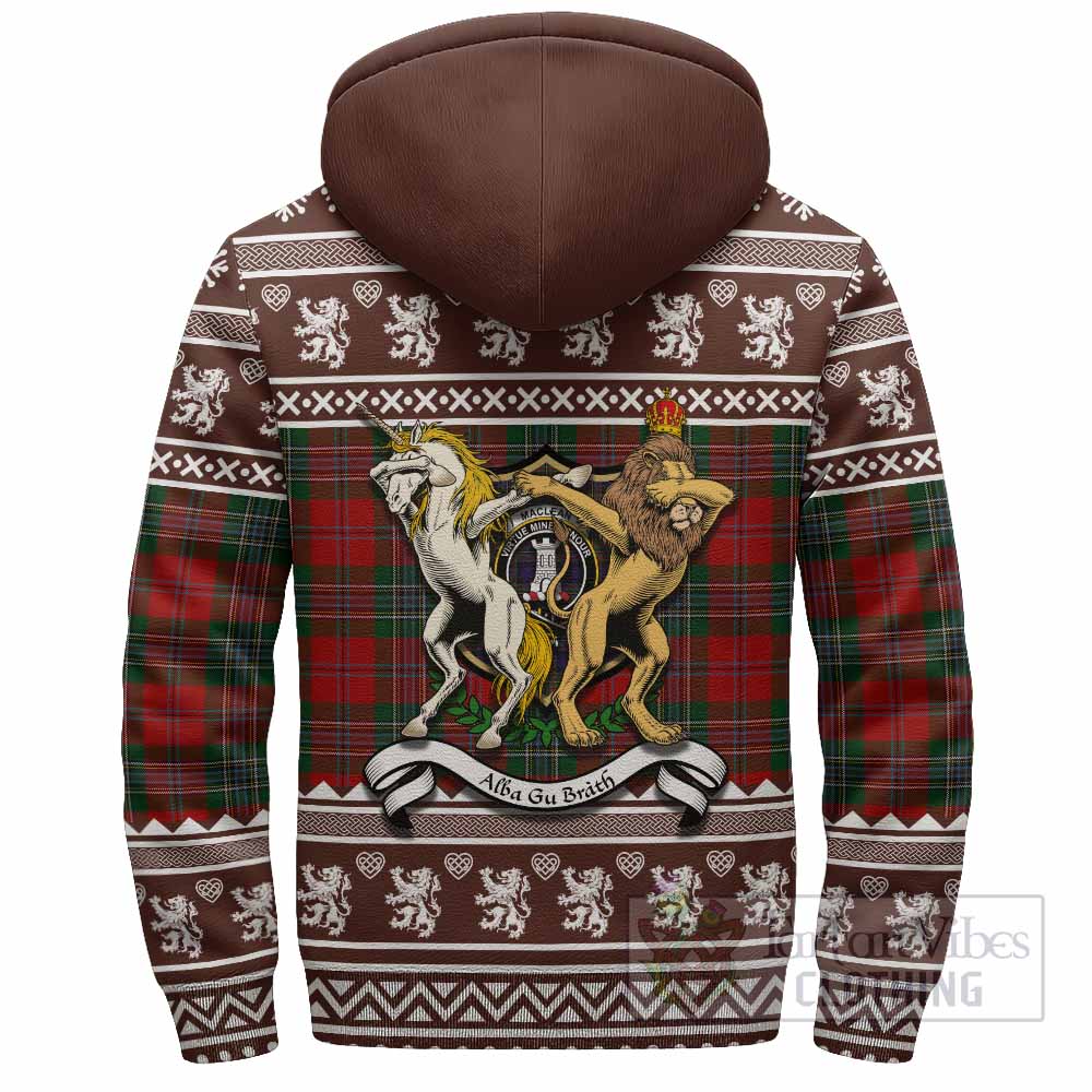 MacLean (McLean) Clan Tartan Crest Christmas Fleece Hoodie Coat of Arms Funny Style - Tartan Vibes Clothing
