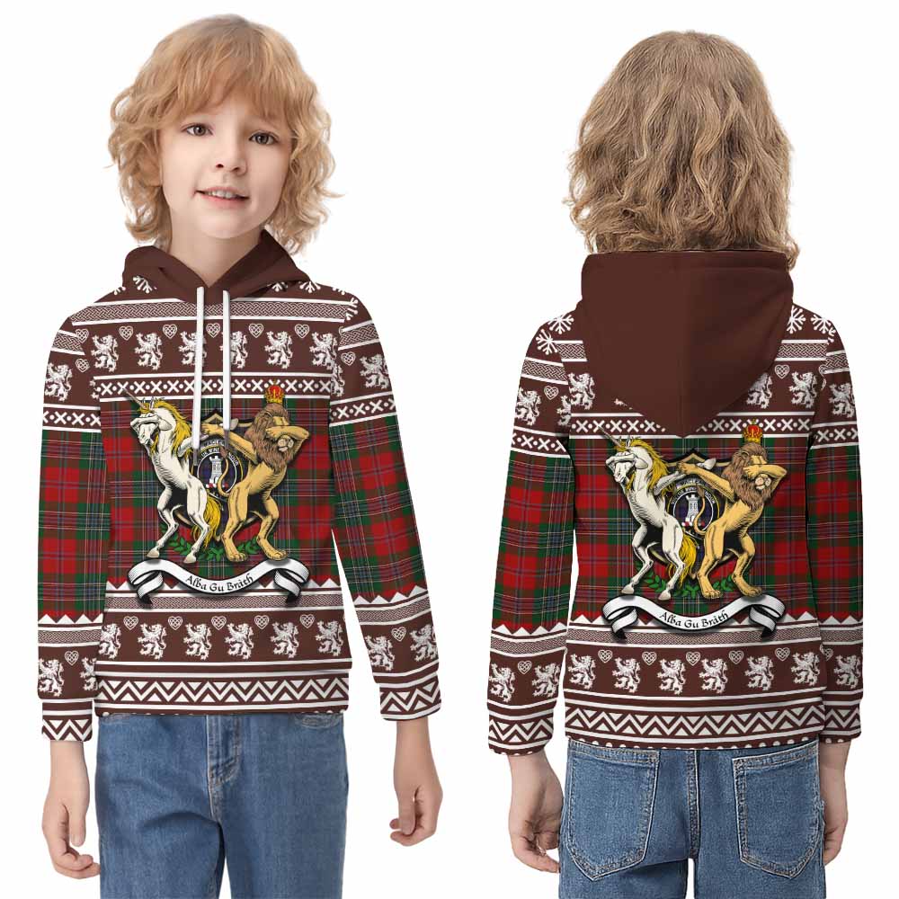 MacLean (McLean) Clan Tartan Crest Christmas Kid Hoodie Coat of Arms Funny Style - Tartan Vibes Clothing