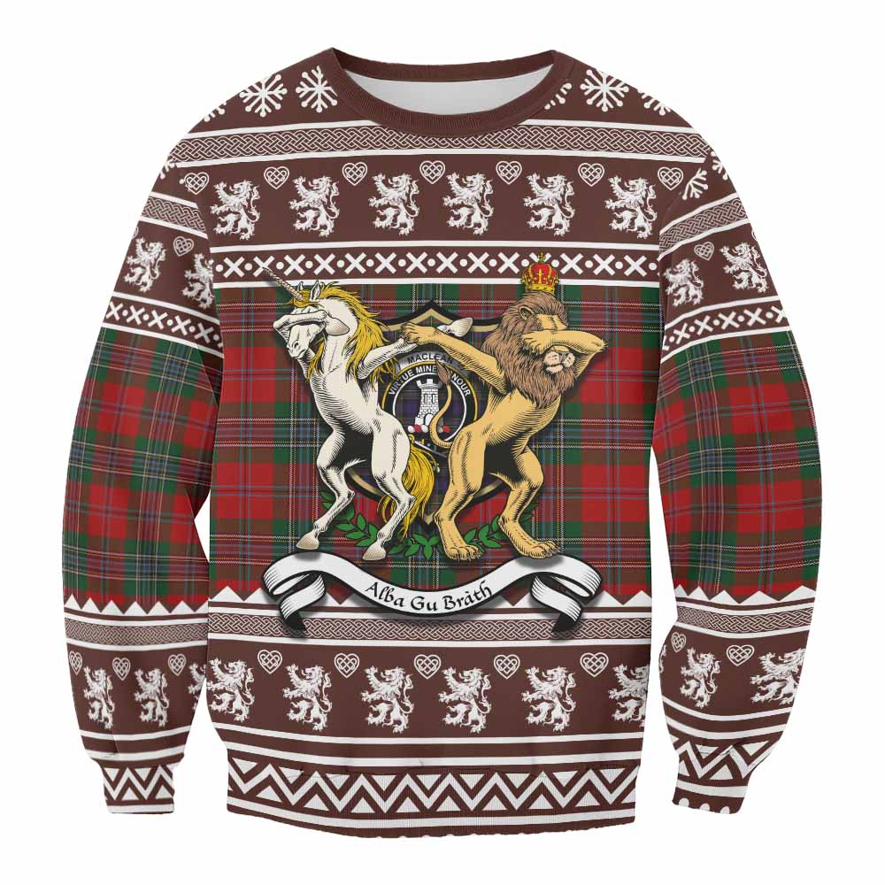 MacLean (McLean) Clan Tartan Crest Christmas Sweatshirt Coat of Arms Funny Style - Tartan Vibes Clothing